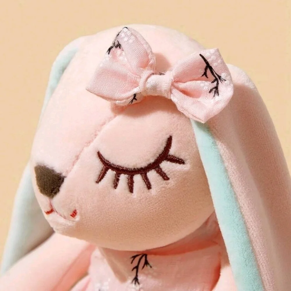 Charming Pink and Mint Stuffed Plush Bunny Toy
